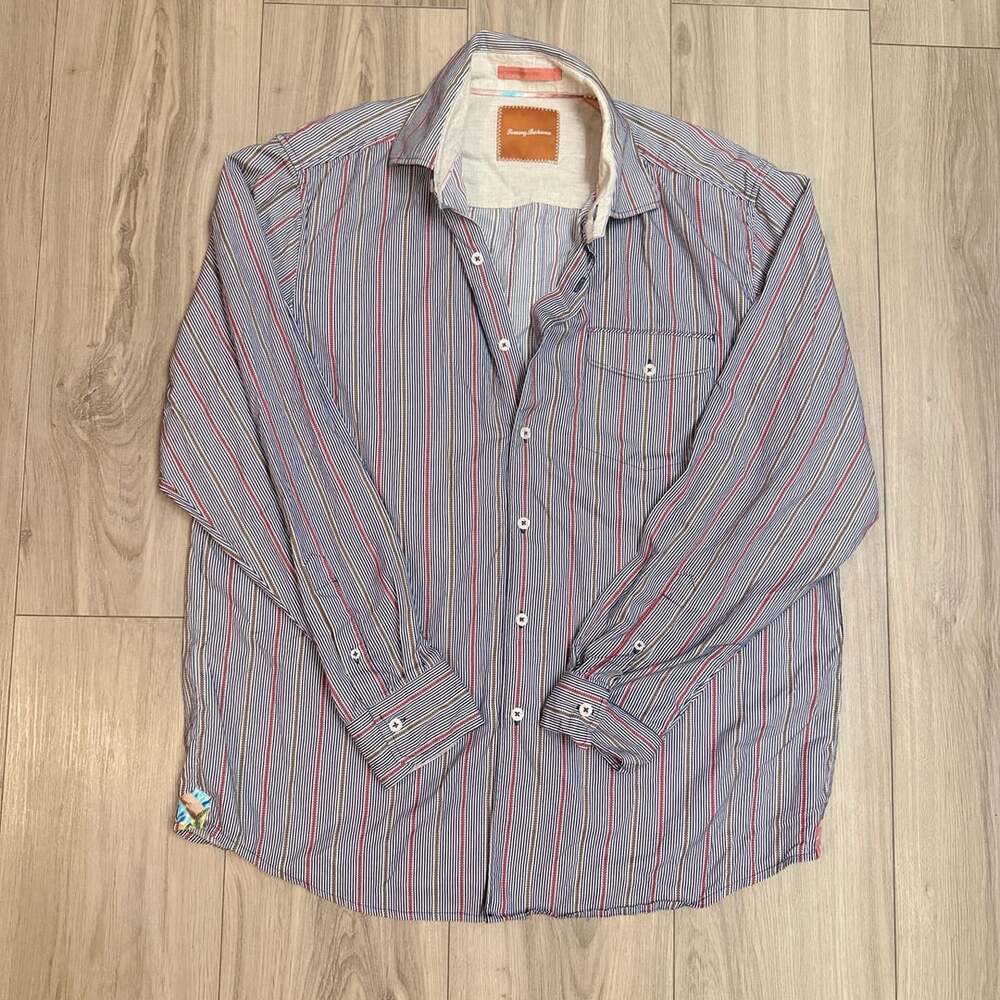 Tommy Bahama Button-Down Shirt Size L Blue Stripe